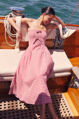 Clementina Red Gingham Smocked Midi Dress