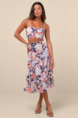 Floating Through Flowers Multi Floral Two-Piece Midi Dress