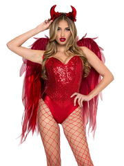 Devil Ombre Chiffon Wings and Horn Headband.