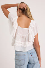 Definitely Angelic White Ruffled Short Sleeve Top