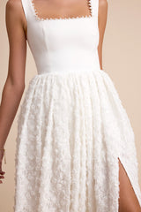Ellsworth Ivory Mixed-Media Pearl A-Line Maxi Dress