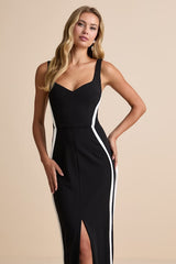 Neeva Black Front Slit Column Maxi Dress