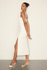 Rumi White Sleeveless Column Midi Dress