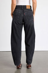 Baggy Dad Washed Black Barrel Jeans
