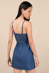 Blakely Blue Chambray Button-Front Mini Dress