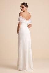 Trynn White Off-the-Shoulder Column Maxi Dress