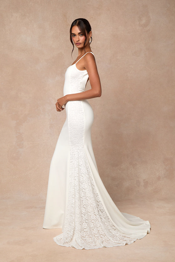 Lilabeth White Lace Mermaid Maxi Dress