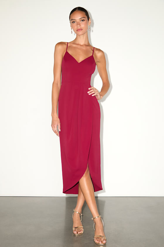 Reinette Wine Red Midi Dress