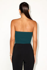 Babe Alert Dark Green Notched Strapless Bodysuit