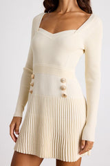 Chicest Crush Ivory Ribbed Long Sleeve Mini Sweater Dress