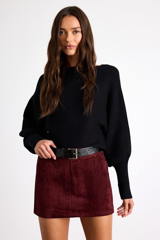 Axara Rust Red Suede Mid-Rise Mini Skirt