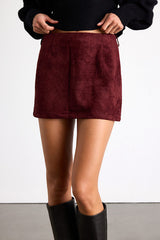 Axara Rust Red Suede Mid-Rise Mini Skirt