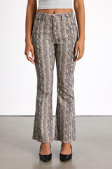 Iniya Snake Print Denim Mid-Rise Bootcut Jeans