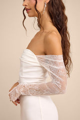 Anabella White Off-the-Shoulder Mermaid Maxi Dress