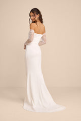 Anabella White Off-the-Shoulder Mermaid Maxi Dress