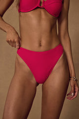 Nerri Hot Pink Mid-Rise Cheeky Bikini Bottoms