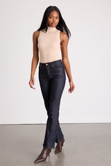 Seasonal Sophistication Beige Ribbed Mock Neck Sweater Tank Top