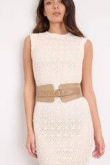 Frankie Beige Suede Wide Belt