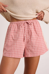 Kirra Pink Gingham Drawstring Shorts