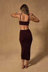 The Way I Feel Dark Brown Cutout Midi Sweater Dress