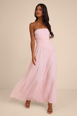 Florian Blush Pink Drop Waist Maxi Dress