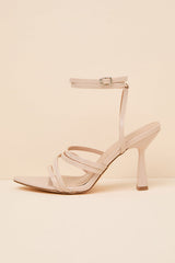 Adeana Beige Strappy Ankle Strap High Heel Sandals