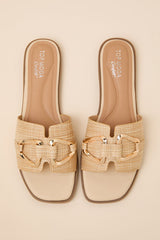Barrett Beige Raffia Slide Sandals
