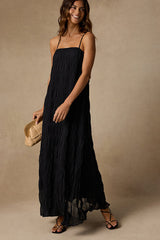 Louisiana Black Smocked Shift Maxi Dress