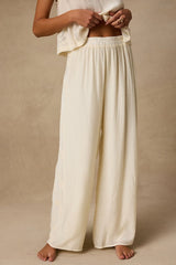 June Cream Crochet Lace Wide-Leg Pants