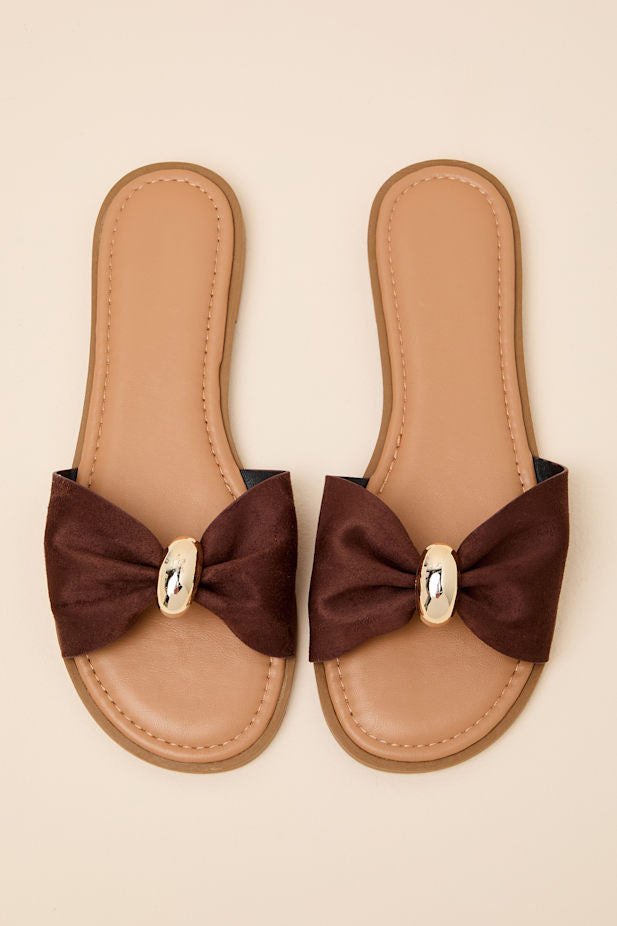 Nara Brown Suede Slide Sandals
