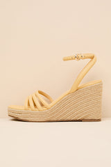 Sunnie Butter Yellow Raffia Wedge Sandals