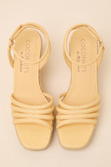 Sunnie Butter Yellow Raffia Wedge Sandals