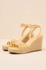 Sunnie Butter Yellow Raffia Wedge Sandals