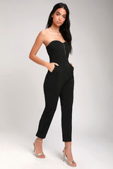 Paint the Town Black Strapless Jumpsuit