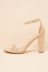 Taylor Natural Suede Ankle Strap Heels