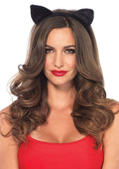 Velvet Black Cat Ears Costume Headband