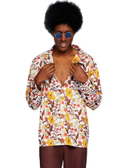 Men's 1970s Floral Disco Costume Shirt