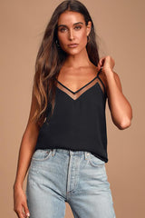 Sweet Fling Black Mesh Tank Top