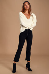 Feel it Still Ivory Knit Sweater