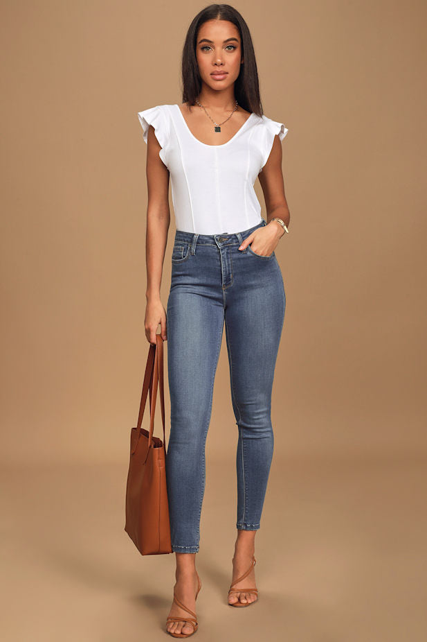 Aralia Medium Wash High-Rise Skinny Jeans