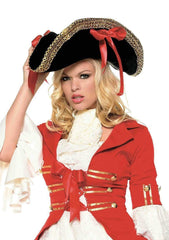 Pirate Hat With Thick Gold Trim and Satin Ribbons