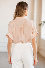 Everlee Light Pink Striped Button-Up Top