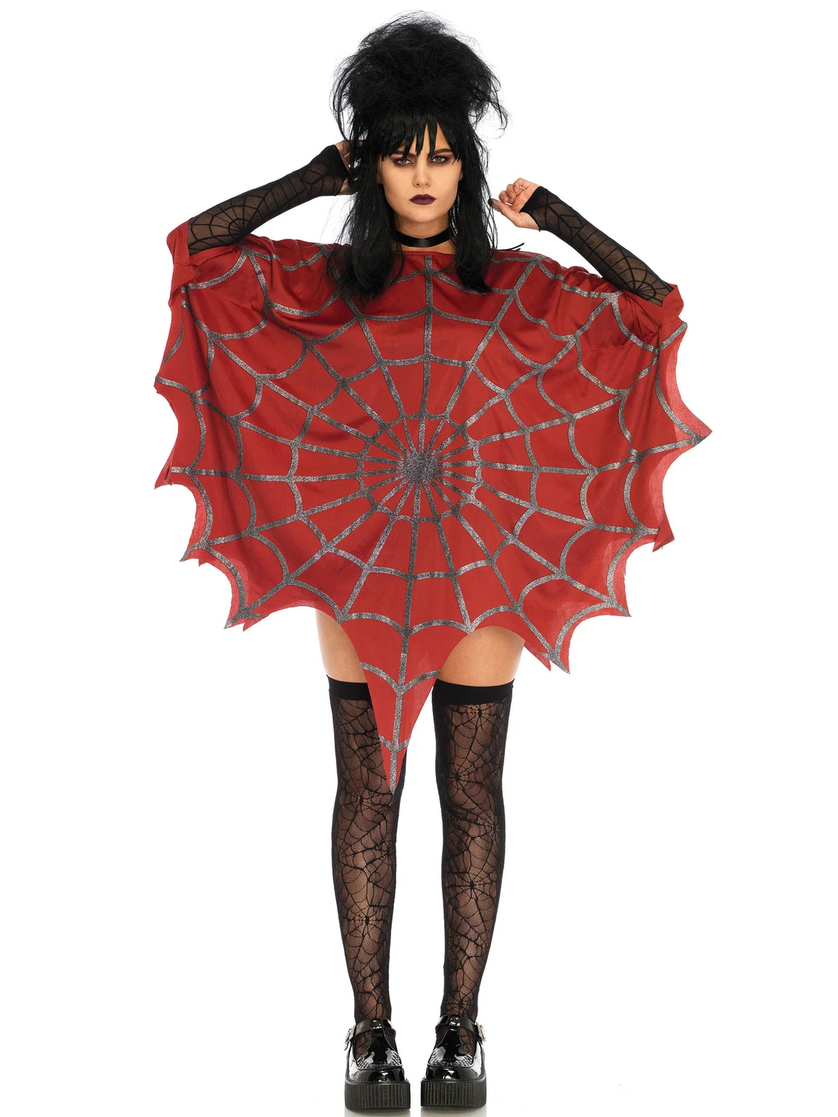 Gothic Glitter Spider Web Costume Poncho
