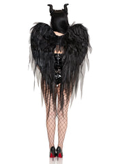 Dark Enchantress Chiffon Wings and Horn Headband.