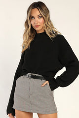 Snuggly Days Black Cropped Mock Neck Sweater
