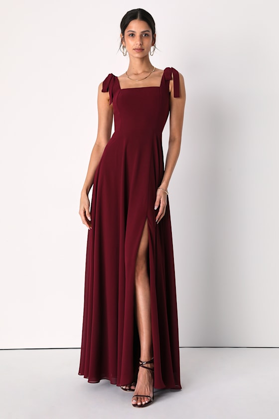 Love Me Forever Burgundy Square Neck Maxi Dress