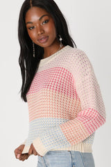 Effortlessly Cute Ivory Multi Pullover Sweater