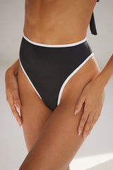 Parker Black and White High-Waisted Bikini Bottoms