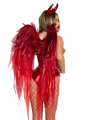 Devil Ombre Chiffon Wings and Horn Headband.