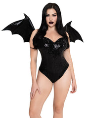 Wet Look Strapless Bat Wings